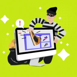 Imagen ilustrativa de un ladrón robando un producto de una tienda online.